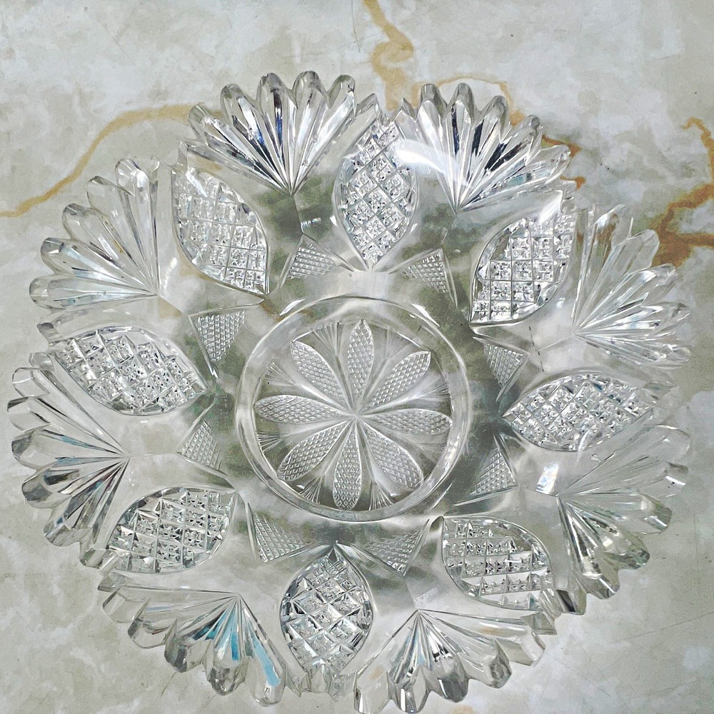 Clear Glass Floral Round Candy or Trinket Dish Decorative Pattern 4.5 inches